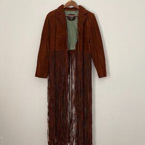 Vintage Suede Brown Long Fringe Jacket